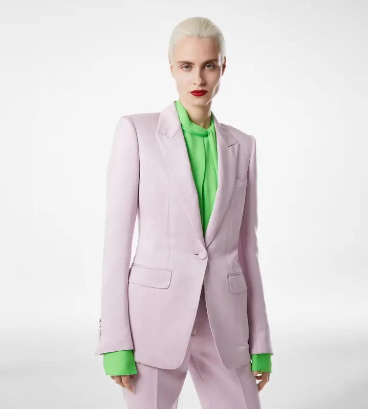 WASHED COTTON SILK BLEND DUCHESSE SINGLE BREASTED JACKET ORCHID PINK online